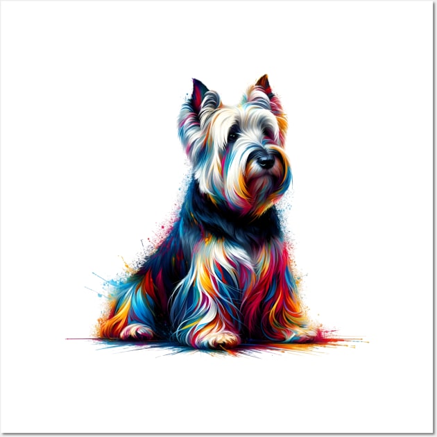 Dignified Skye Terrier in Colorful Splash Art Style Wall Art by ArtRUs
